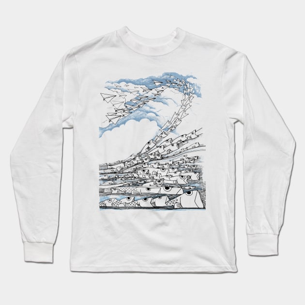 Flying fish Long Sleeve T-Shirt by Deeprootsbkk